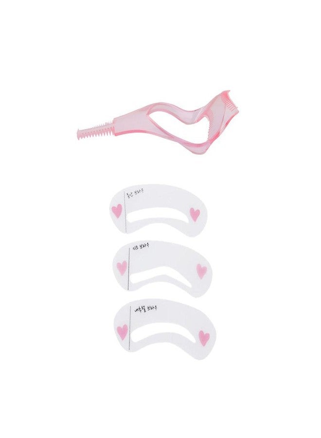 Gugzy 3 Pcs multi function Style Eyebrow Grooming Reusable Stencil Template Make Up Shaper + Mascara Applicator Comb Guide Eyelash Brush Curler combo - Image 1