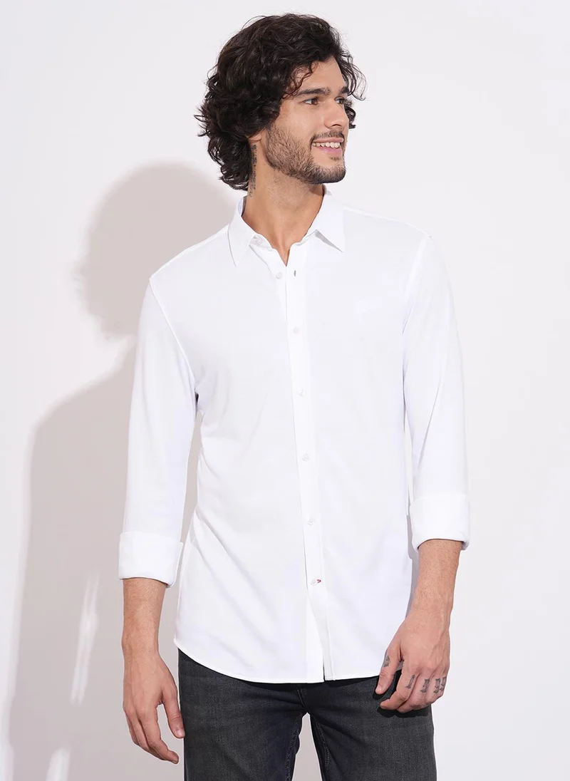 Being Human Men Slim Fit Solid Spread Collar Casual Shirt