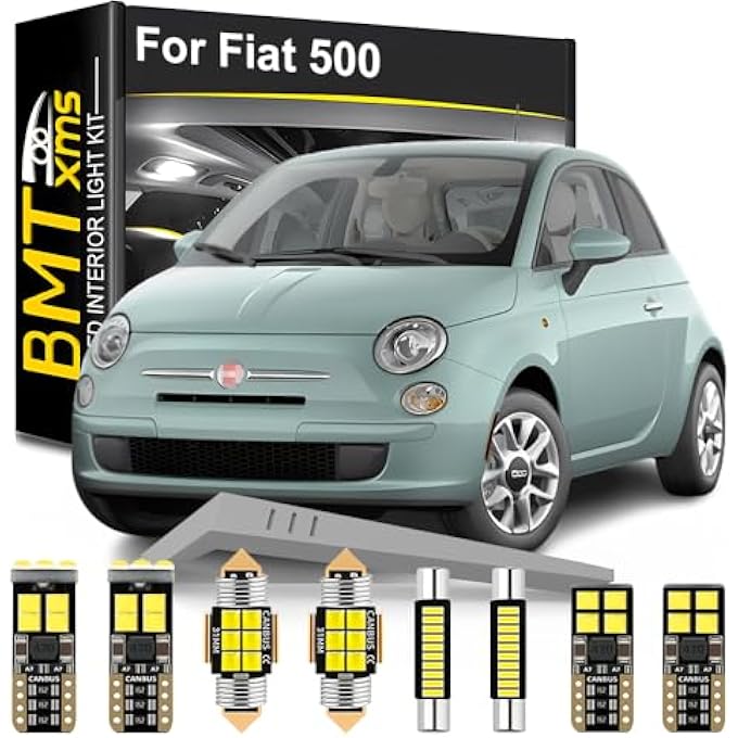 BMT xms طقم إضاءة داخلية LED مكون من 7 قطع بديلة لسيارة فيات 500 وأبارث 500E 2012-2019، إضاءة داخلية للسيارة بلون أبيض بارد 6000 كلفن - Image 1