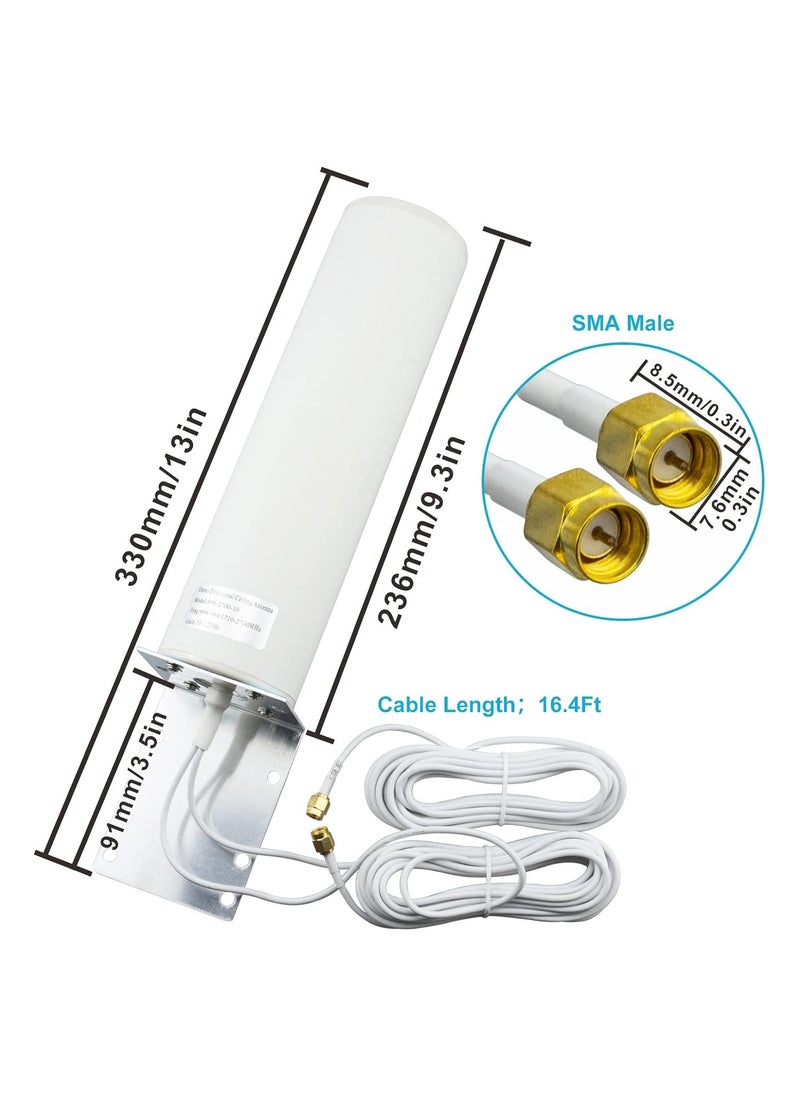Arabest 10-12dBi 4G LTE Outdoor Antenna, 698-2700MHz Dual SMA Male Connector with 5M RG174 Cable High Gain 4G WiFi Antenna Outdoor 3G 4G LTE Omni-directional Mount Antenna Router Hotspot Wireless  - Image 4