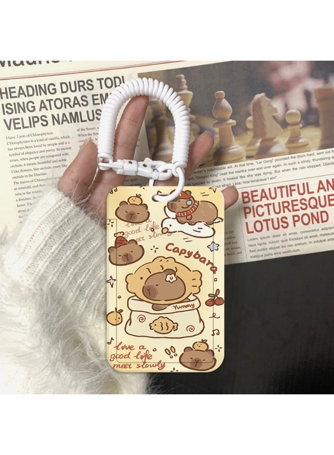 NIBEMINENT 1 - Piece Hamburger Capybara Kpop Photo Card Holder Pendant Key Chain ID Badge Holder ID Card Holder Photo Card Protector for School ID Office ID Access Card for Women Girls