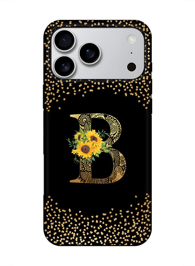 Stylizedd Tough Pro Magnetic Case for iPhone 17 Pro Max, Dual Layer hybrid PC + TPU Mobile Cover Matte - Custom Floral Monogram - B ( Black )