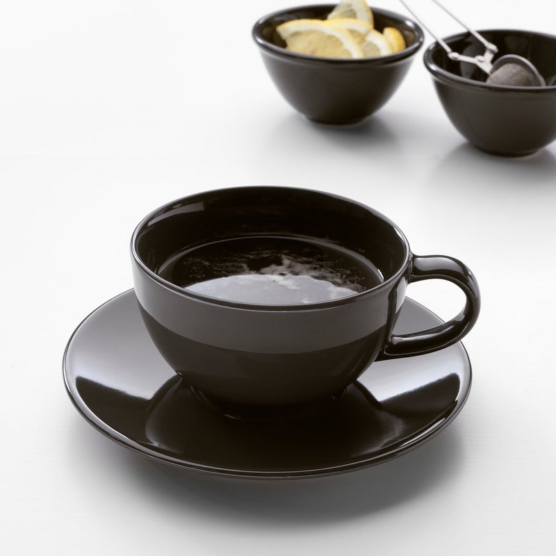 VARDAGEN Teacup with Saucer, Dark Grey Stoneware, 26 cl - Image 2