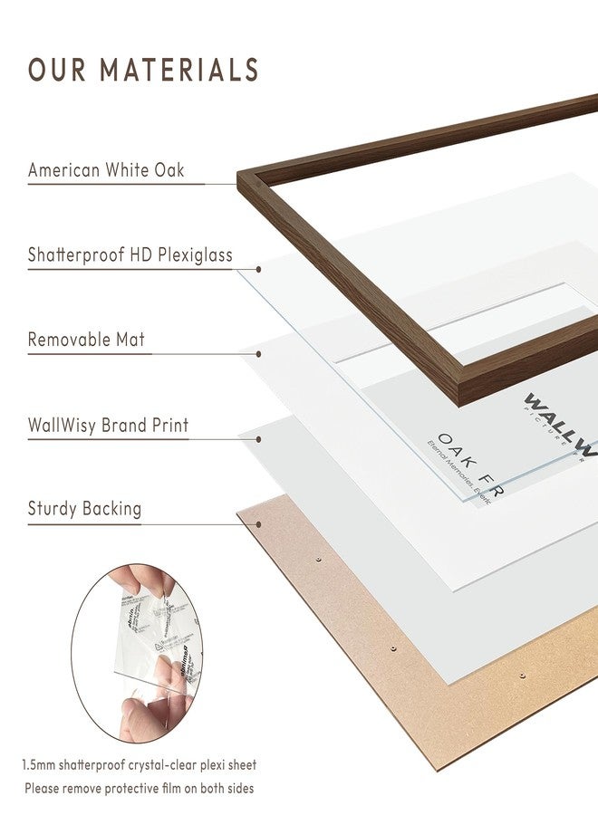 wallwisy 5x7 Picture Frame, Solid Oak Wood 5 x 7 Photo Frame with Mat to 4x6, 7x5 Picture Frames for Wall and Tabletop Display, (Walnut Set of 1) - Image 5