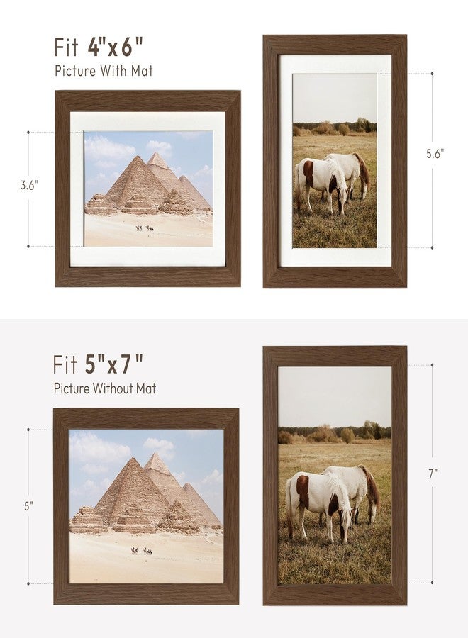 wallwisy 5x7 Picture Frame, Solid Oak Wood 5 x 7 Photo Frame with Mat to 4x6, 7x5 Picture Frames for Wall and Tabletop Display, (Walnut Set of 1) - Image 3