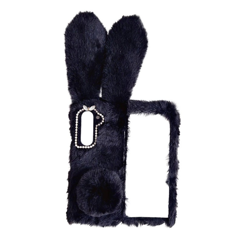 غطاء واقي | رمادي | Fabric | نمط الأرنب الفروي | غلاف صلب | لـ Samsung Galaxy Z Fold 5 - Image 5