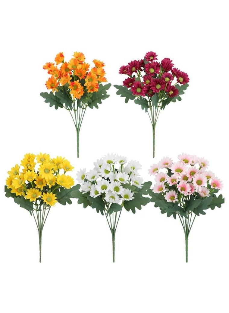 NANAO Yellow Fake Plant Artificial Bouquet of 21 Mini Chrysanthemums Flower,2-Pack Wedding Bouquet Wedding Photo Shoot Floral Photography Props,Plastic Flowers that Require no Care,30cm(11.8") - Image 5
