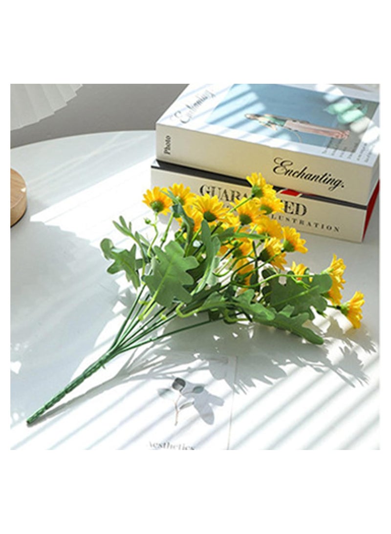 NANAO Yellow Fake Plant Artificial Bouquet of 21 Mini Chrysanthemums Flower,2-Pack Wedding Bouquet Wedding Photo Shoot Floral Photography Props,Plastic Flowers that Require no Care,30cm(11.8") - Image 3