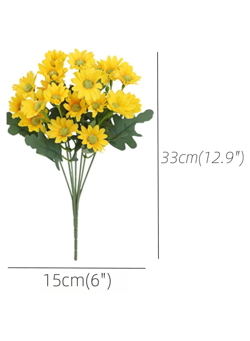 NANAO Yellow Fake Plant Artificial Bouquet of 21 Mini Chrysanthemums Flower,2-Pack Wedding Bouquet Wedding Photo Shoot Floral Photography Props,Plastic Flowers that Require no Care,30cm(11.8") - Image 2