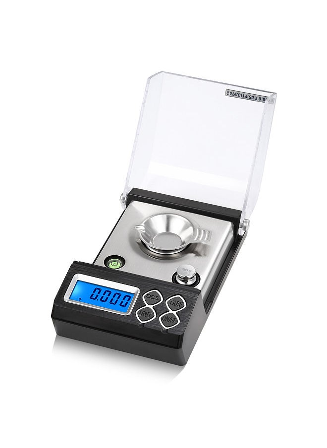 Generic - High Precision Professional Digital Milligram Scale 50g/0.001g Mini Electronic Balance Powder Scale Gold Jewelry Carat Scale Digital Weight with Calibration Weight Tweezer and Weighing Pan - Image 1