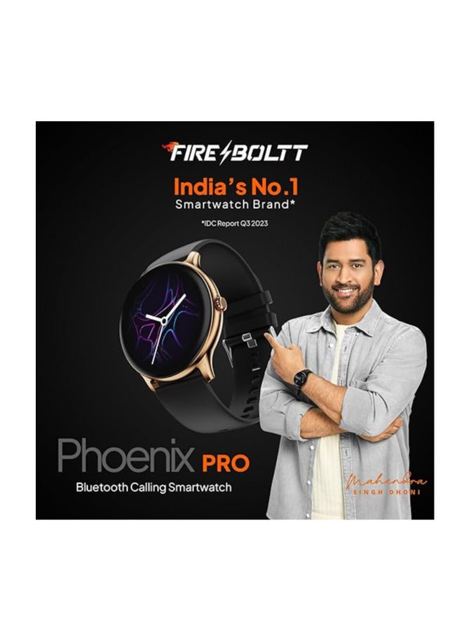Fire-Boltt Phoenix Pro 35.3mm (1.39 inch) Bluetooth Calling Smart Watch, AI Voice Assistant, Metal Body with 120+ Sports Modes, SpO2, Heart Rate Monitoring (Gold Black) - Image 2
