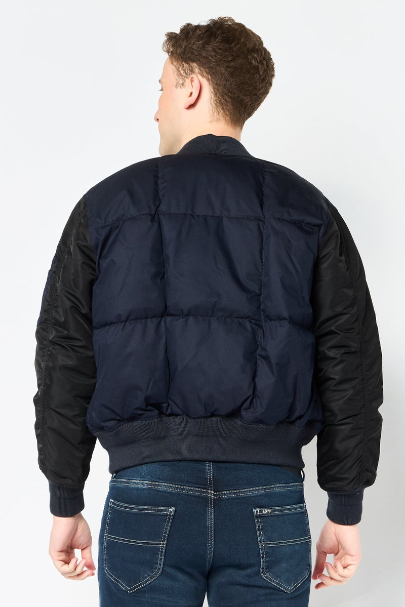 LACOSTE Men Embroidered Logo Bomber Jacket, Navy - Image 3