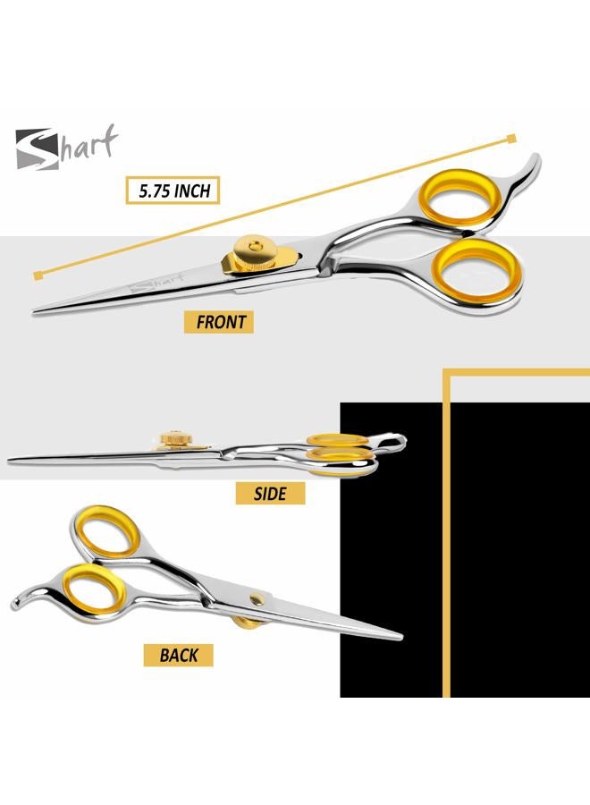 SHARF Professional 5.75” Straight Barber Scissors: Sharp 440c Japanese Stainless Steel Hair Cutting Shears For Men & Women| Gold Touch Series Trimming Scissors w/Easy Grip Handles - Image 2