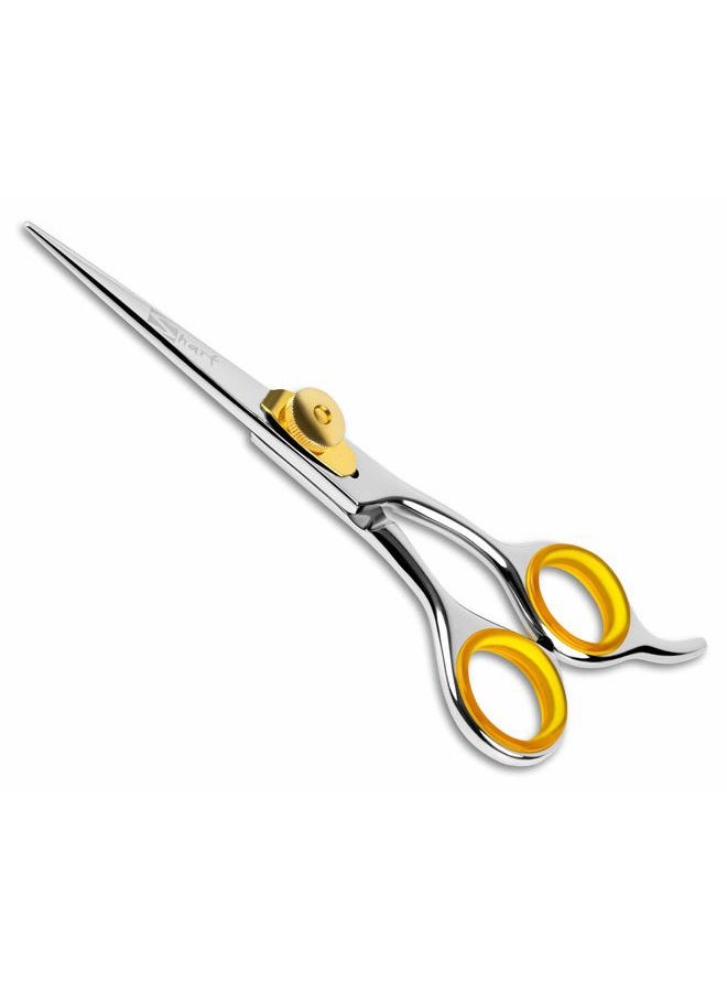 SHARF Professional 5.75” Straight Barber Scissors: Sharp 440c Japanese Stainless Steel Hair Cutting Shears For Men & Women| Gold Touch Series Trimming Scissors w/Easy Grip Handles - Image 1