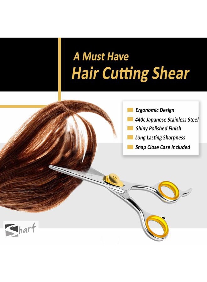 SHARF Professional 5.75” Straight Barber Scissors: Sharp 440c Japanese Stainless Steel Hair Cutting Shears For Men & Women| Gold Touch Series Trimming Scissors w/Easy Grip Handles - Image 4