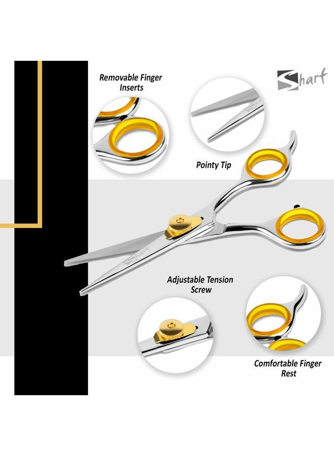 SHARF Professional 5.75” Straight Barber Scissors: Sharp 440c Japanese Stainless Steel Hair Cutting Shears For Men & Women| Gold Touch Series Trimming Scissors w/Easy Grip Handles - Image 3