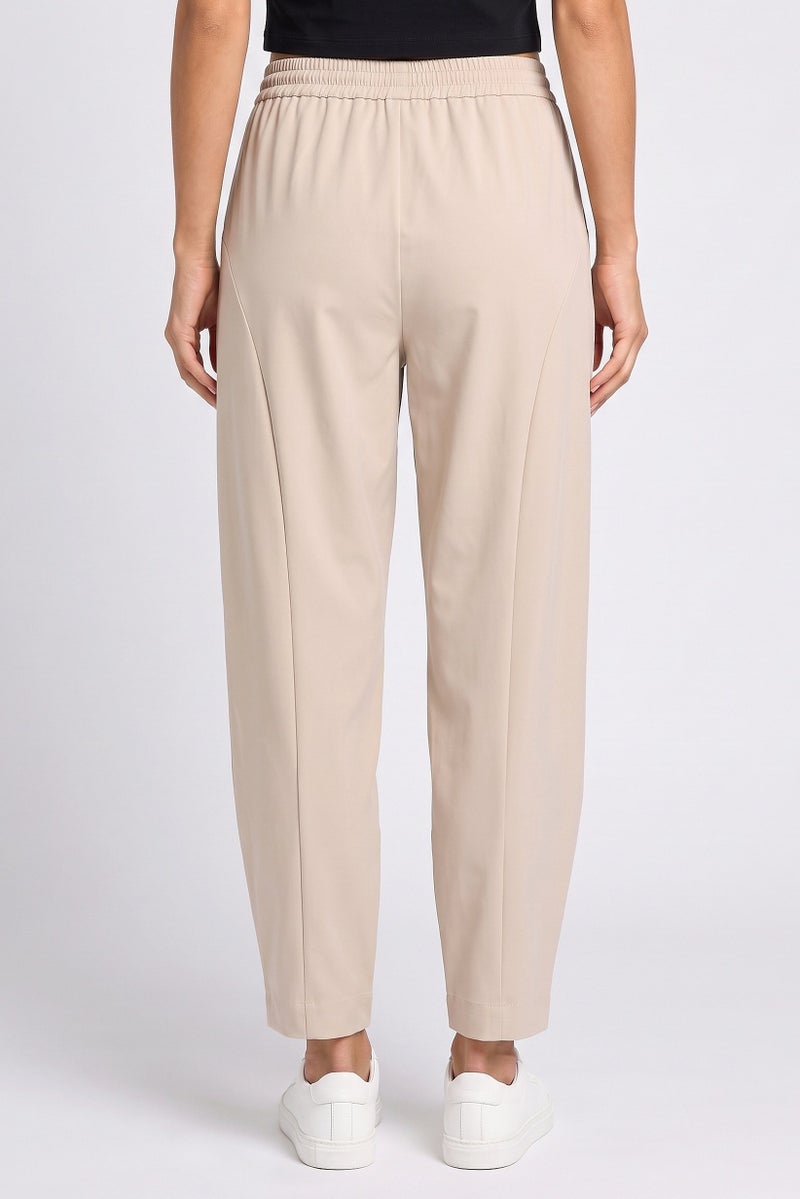 Threadbare Women Regular Fit Solid Barrel Leg Pants, Beige - Image 4