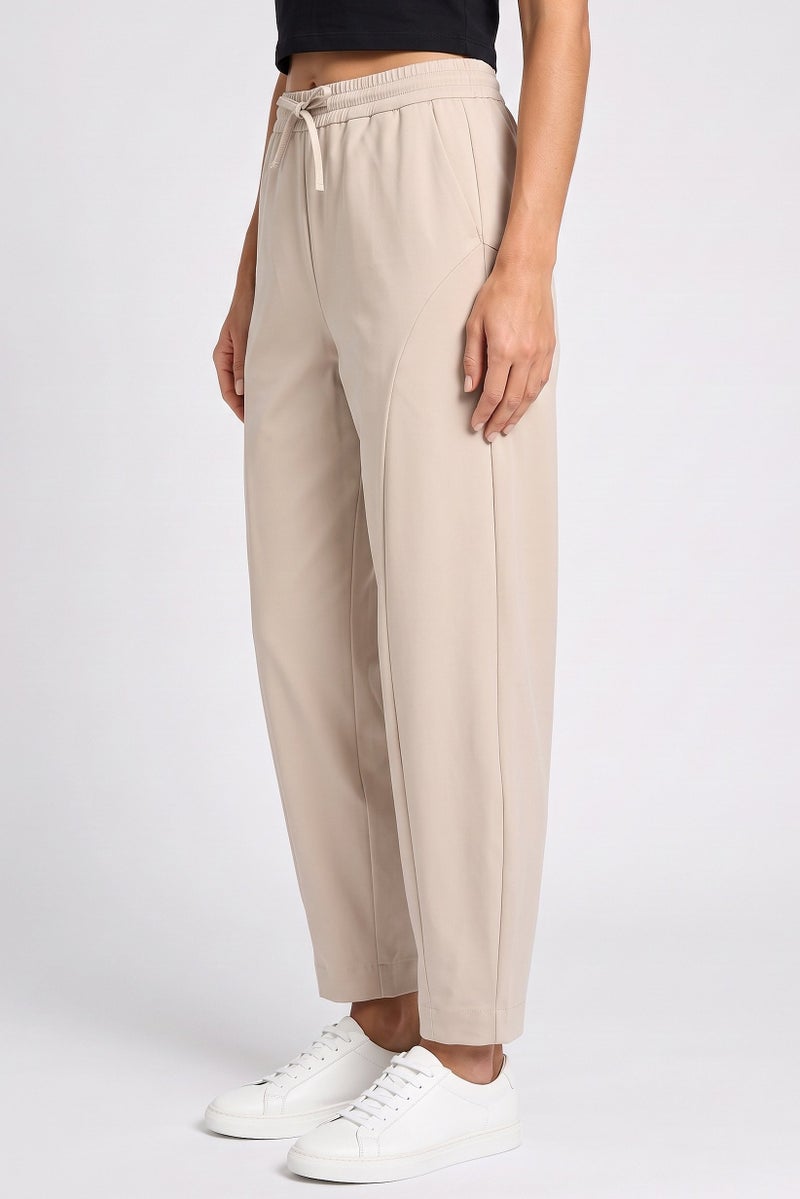 Threadbare Women Regular Fit Solid Barrel Leg Pants, Beige - Image 3