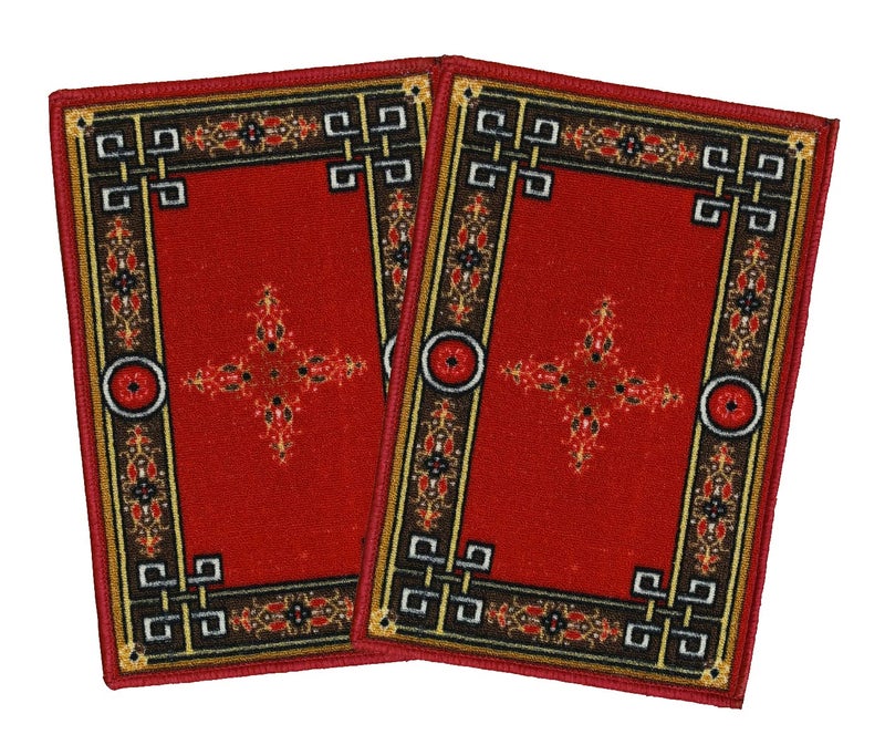 ENYRA ENYRA Indoor Door Rug Entryway Door mat Loop Pile Nylon Printing Mat Size 37x57 Cm NonSlip Floor Mats Door Rug for Entryway Bedroom Set of 2 Piece Maroon Design  - Image 1
