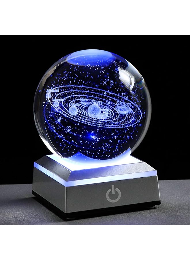 erorex 3D Solar System Crystal Ball With Led Colorful Lighting Touch Base Solar System Model Decor Science Astronomy Gifts God Bless The World Easter Religious Space Gifts Decor - Image 1