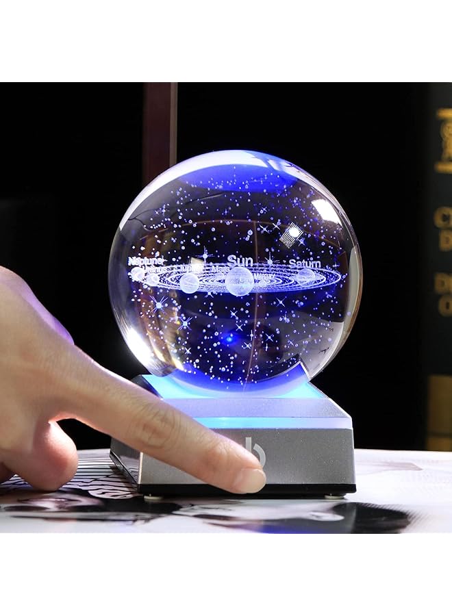 erorex 3D Solar System Crystal Ball With Led Colorful Lighting Touch Base Solar System Model Decor Science Astronomy Gifts God Bless The World Easter Religious Space Gifts Decor - Image 2
