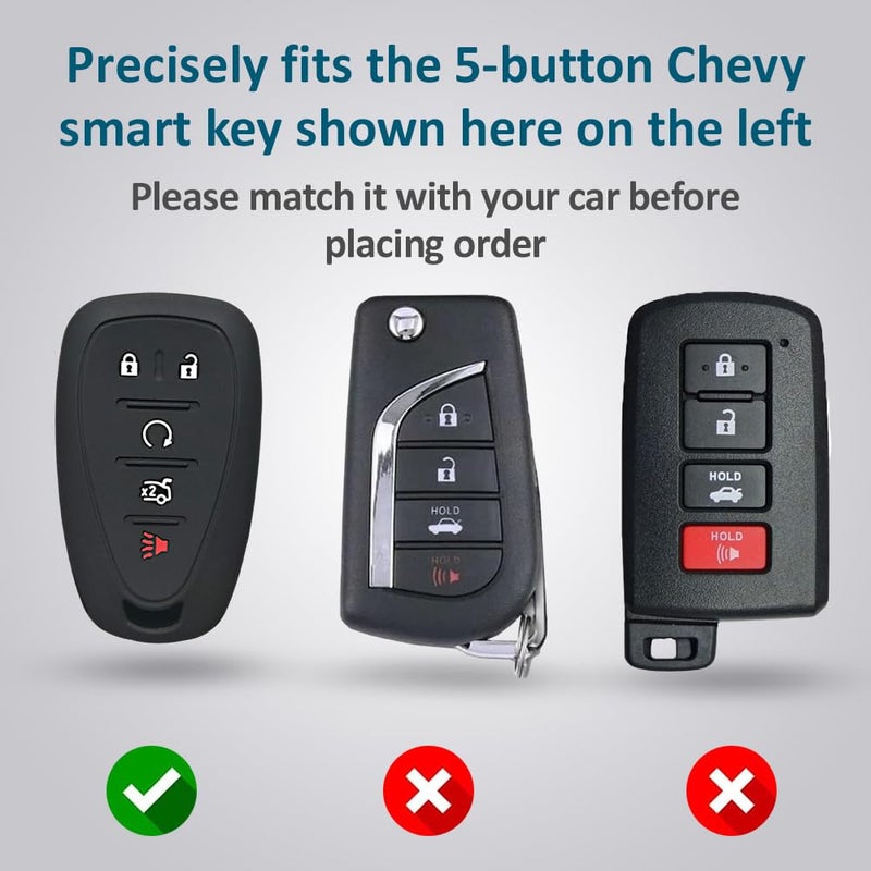 Autobase Silicone Key Fob Cover for Chevy Malibu Camaro Trax Traverse Trailblazer Sonic Cruze Blazer Volt Equinox Spark | Car Accessory for Chevrolet | Key Protection Case 2 Pcs (Black & Purple) - Image 2