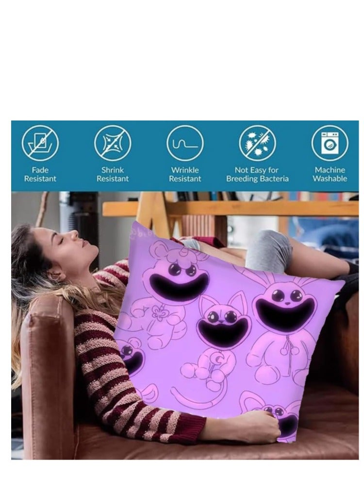 XiuWoo Smiling Critters Throw Pillow Covers,Case Cover Square Cushion Cover,Smiling Critters Cartoon peripheral,Animal Cushion Covers Pillow Case Cover for Sofa Car Bedroom Home Decor - Image 3