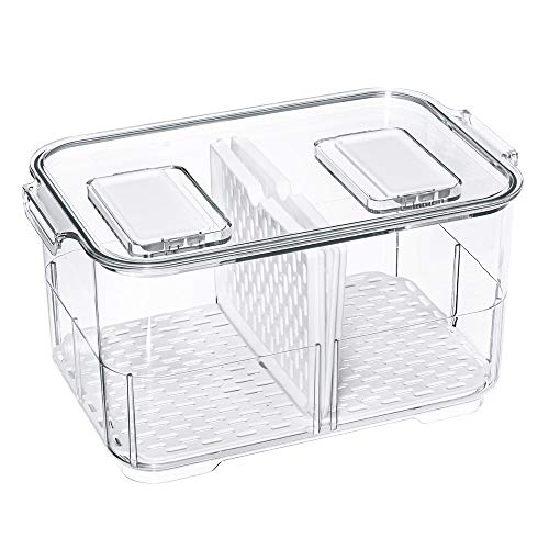 SANNO Vegetable Fruit Storage Containers, Refrigerator Storage Containers Fresh Produce Saver with Lids and Vents,Stackable Salad Lettuce Keeper for Refrigerator,BPA-free Stay Fresh Containers Bin - Image 4
