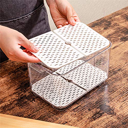SANNO Vegetable Fruit Storage Containers, Refrigerator Storage Containers Fresh Produce Saver with Lids and Vents,Stackable Salad Lettuce Keeper for Refrigerator,BPA-free Stay Fresh Containers Bin - Image 5