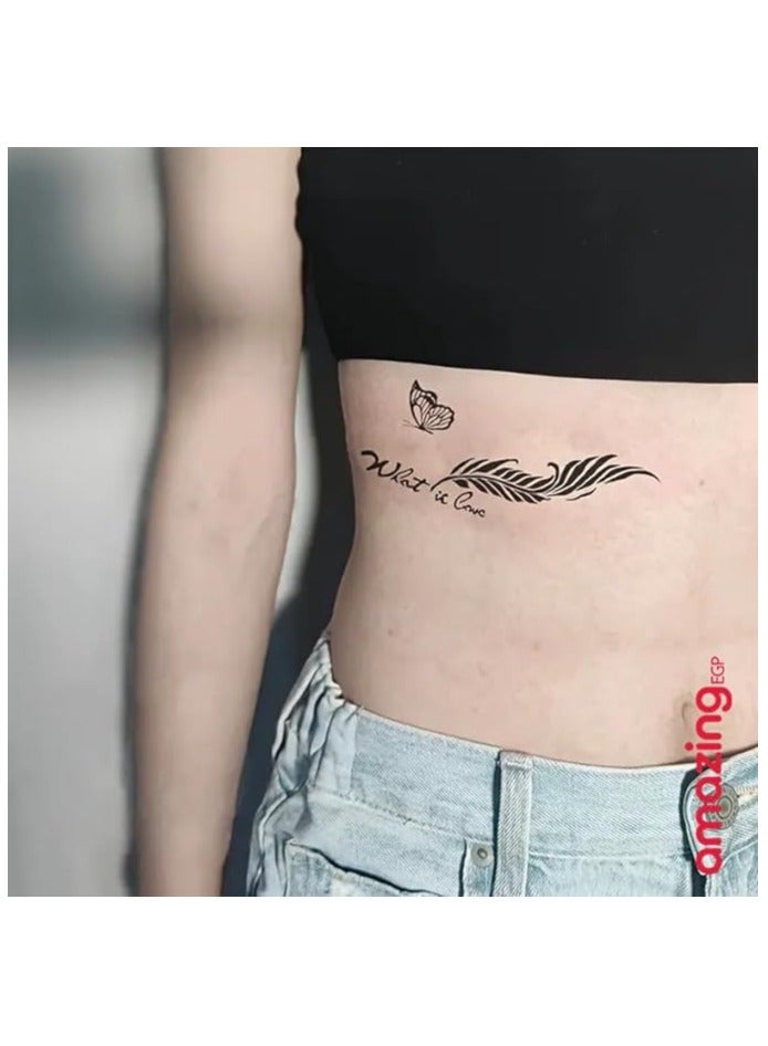 amazing.EGP Amazing IGB Feather Butterfly Temporary Tattoo Set with Art Writing, Waterproof, Black Design for Women and Girls (K-474) - Image 5