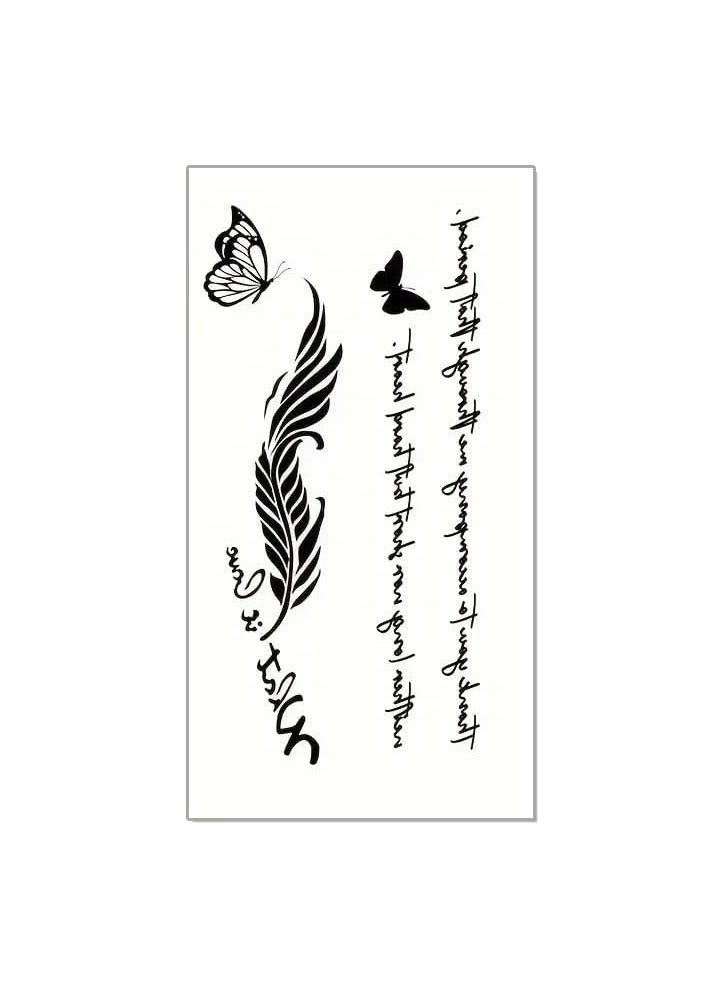 amazing.EGP Amazing IGB Feather Butterfly Temporary Tattoo Set with Art Writing, Waterproof, Black Design for Women and Girls (K-474) - Image 2