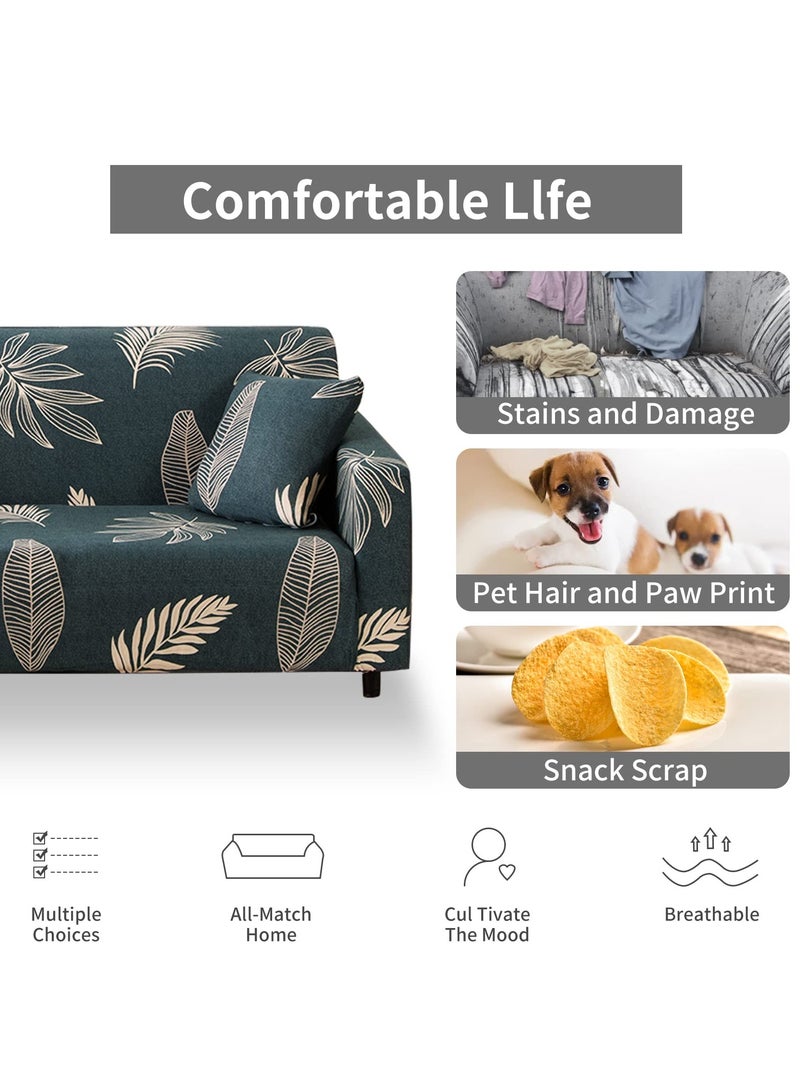 INFOSUN Stretch Sofa Slipcover, Elastic Fabric Fashion Printed Waterproof Armchair Loveseat Couch Living Room Sofa Covers Pet Protector Mat Cushion Cover with 1 Pillowcase（Pattern 1, 3 Seater） - Image 2