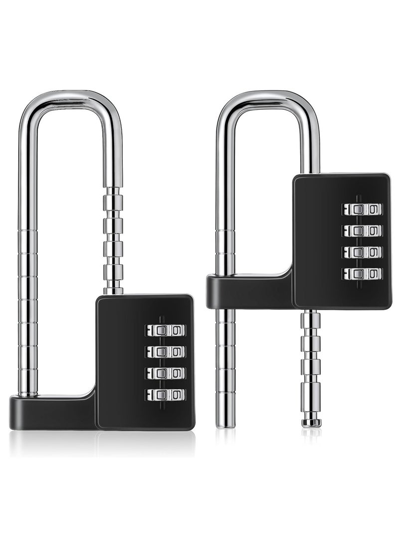 Rubik Combination Padlock, 4-Digits Adjustable Long Shackle Lock for School, Gym, Toolbox, Closet, Wardrobe, Gate, Bicycle, Cabinet, Door Handles (2 Pack, Black)  - Image 1