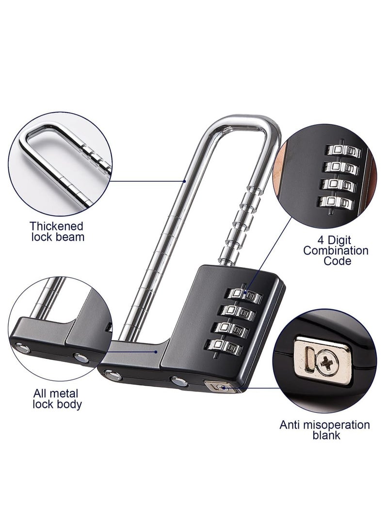 Rubik Combination Padlock, 4-Digits Adjustable Long Shackle Lock for School, Gym, Toolbox, Closet, Wardrobe, Gate, Bicycle, Cabinet, Door Handles (2 Pack, Black)  - Image 2