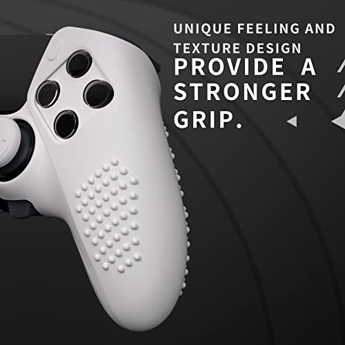 PlayVital 3D Studded Edition Anti-Slip Silicone Cover Case for ps5 Edge Controller, Soft Rubber Protector Skin for ps5 Edge Wireless Controller with 6 Thumb Grip Caps - White - Image 5
