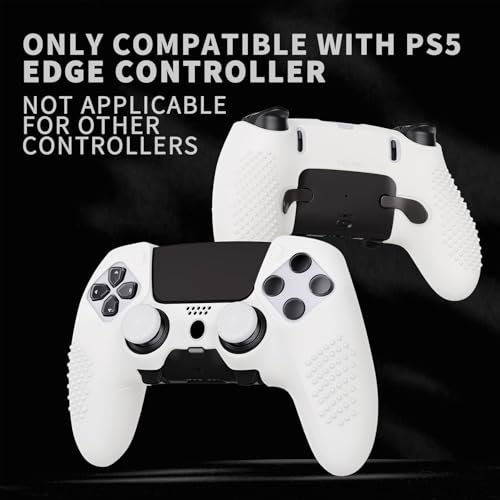 PlayVital 3D Studded Edition Anti-Slip Silicone Cover Case for ps5 Edge Controller, Soft Rubber Protector Skin for ps5 Edge Wireless Controller with 6 Thumb Grip Caps - White - Image 3