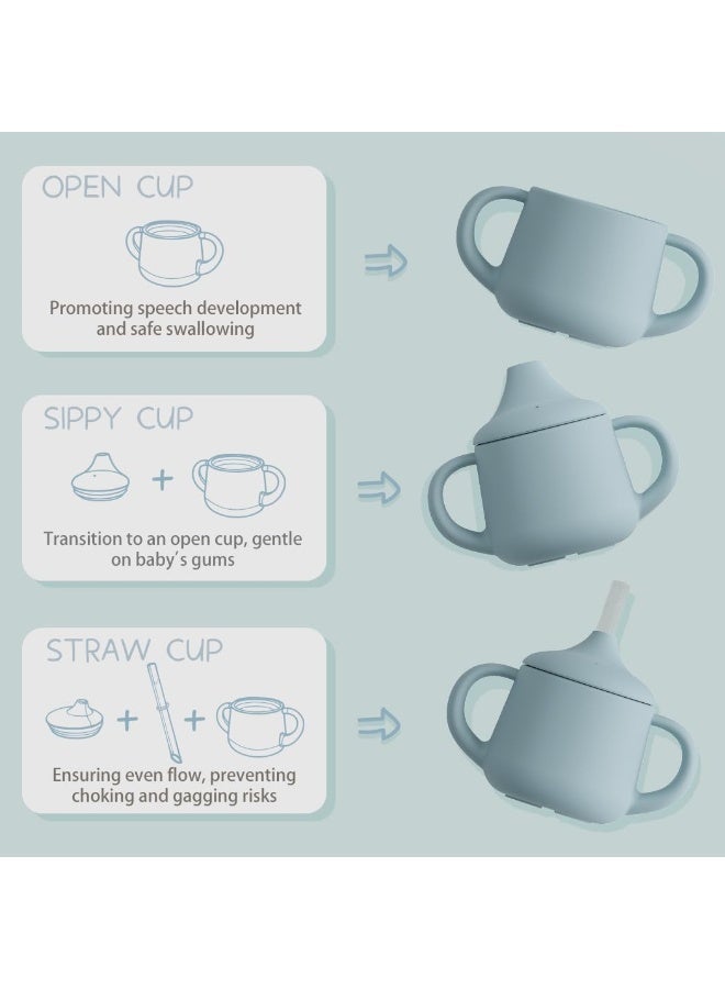 Moonkie Silicone Baby Sippy Cups | 3 Stages Training Cup Straw Cup for Infants Toddlers and Kid | 4 oz 2Pack - Image 2