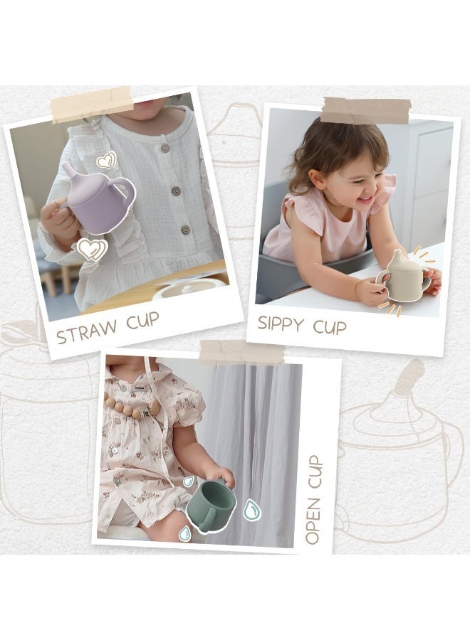 Moonkie Silicone Baby Sippy Cups | 3 Stages Training Cup Straw Cup for Infants Toddlers and Kid | 4 oz 2Pack - Image 5