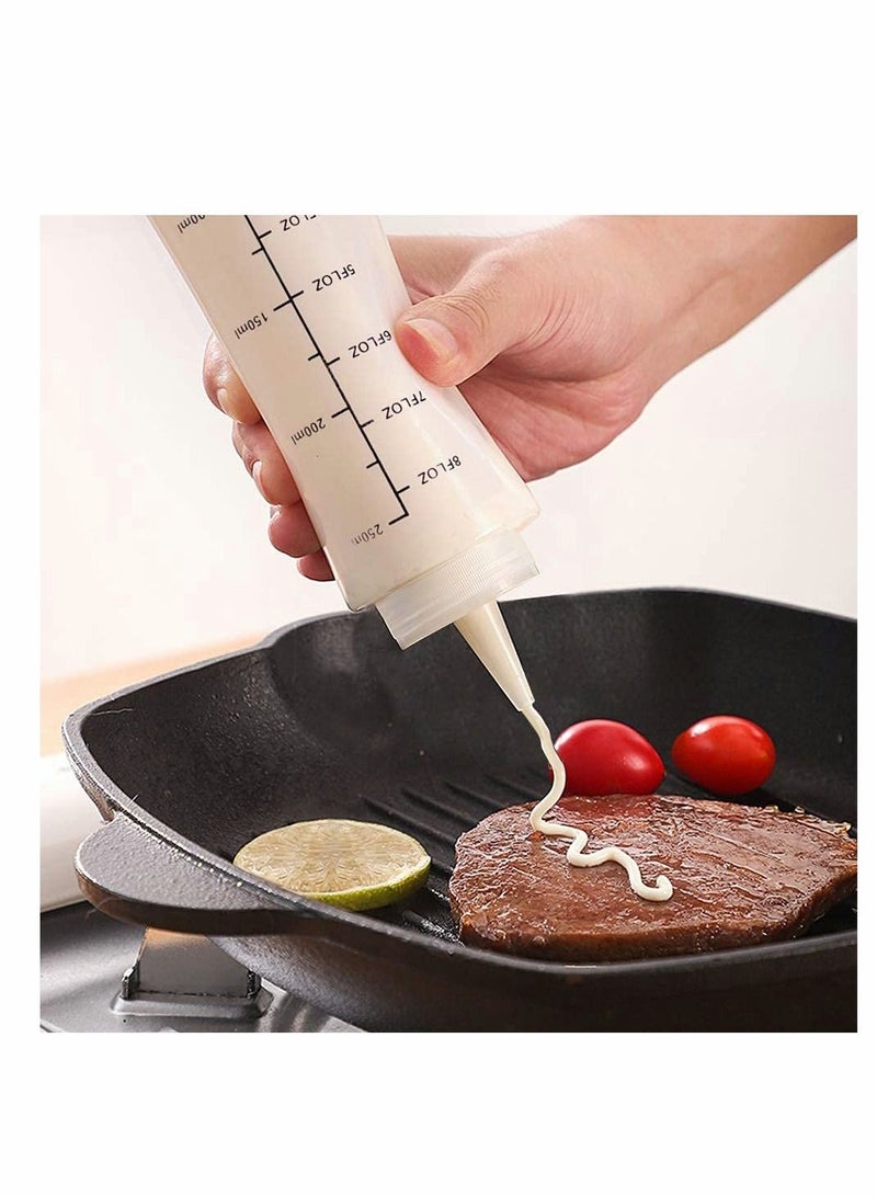 12 Pack Condiment Squeeze Bottles With Red Tip Cap Tie 240ML Dye Empty Paint Squeeze Bottle For Ketchup BBQ Sauces Syrup Dressings Arts - Image 3