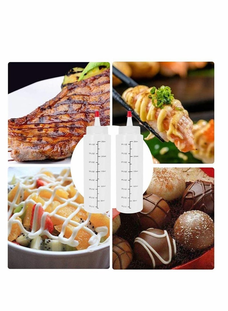 12 Pack Condiment Squeeze Bottles With Red Tip Cap Tie 240ML Dye Empty Paint Squeeze Bottle For Ketchup BBQ Sauces Syrup Dressings Arts - Image 2