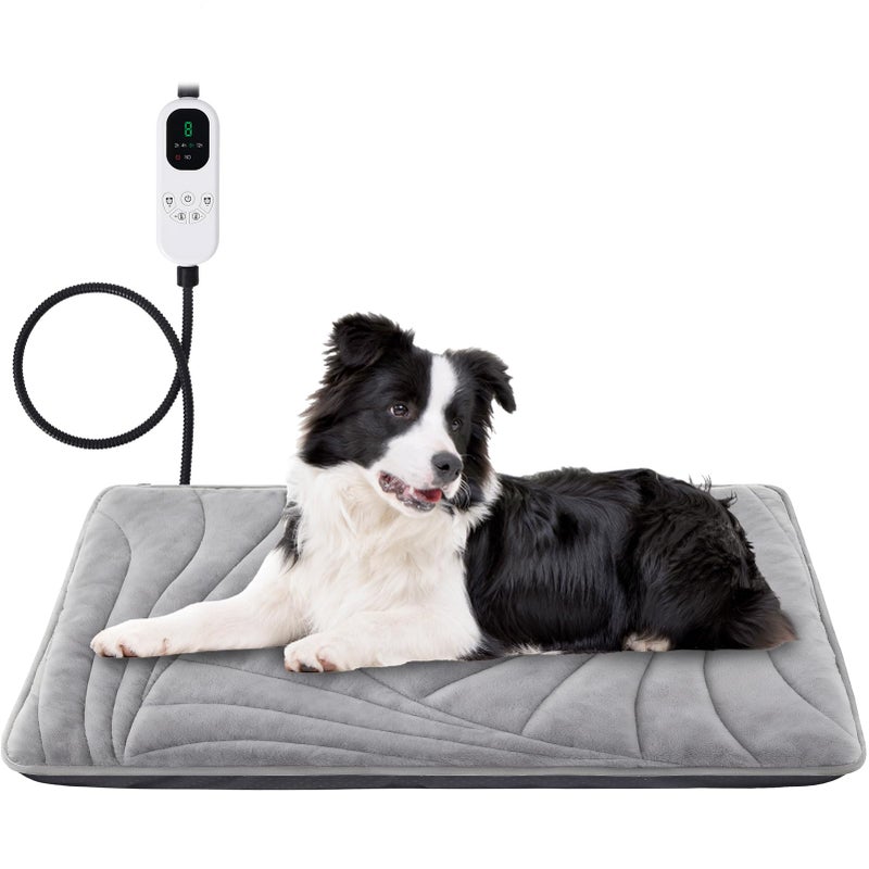 Petrendy Large Dog Heating Pad with Washable Cover, Soft Plush Pet Heating Pad with 9 Adjustable Temperature, Timer, Chew-Resistant Cord, Waterproof Electric Heated Pet Bed Mat for Dogs and Multi-Cats - Image 1