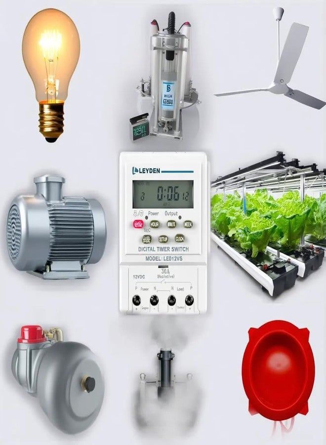 LEYDEN® LE012VS, 12VDC, Digital Timer Switch 24 on Off Programs & Cyclic Timer for DC Light, Motor, Bell, Siren, Fan, Fogger, Hydroponic, Drip Irrigation & Other Application - Image 5