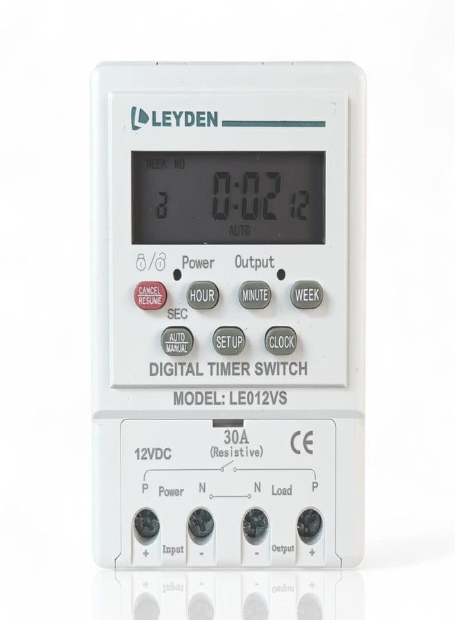 LEYDEN® LE012VS, 12VDC, Digital Timer Switch 24 on Off Programs & Cyclic Timer for DC Light, Motor, Bell, Siren, Fan, Fogger, Hydroponic, Drip Irrigation & Other Application - Image 2