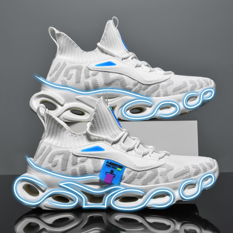 Generic Fashionable Knitted Sneakers Mens Sports Shoes White 