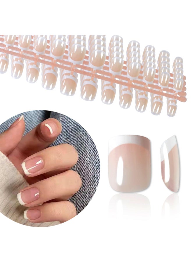 IKISKT 120Pcs 5 Pack Children ABS Plastic Fake Nails Press on Full Cover IKISKT Classic French Color Short False Nail Art Kits Sets Great Christmas Gift for Kids Girls Women - Image 2
