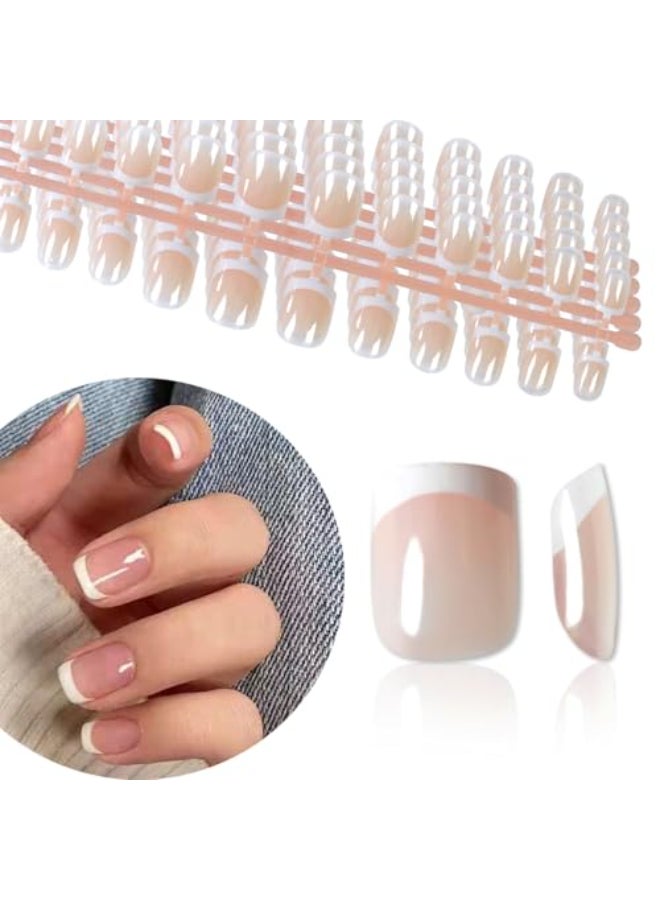 IKISKT 120Pcs 5 Pack Children ABS Plastic Fake Nails Press on Full Cover IKISKT Classic French Color Short False Nail Art Kits Sets Great Christmas Gift for Kids Girls Women - Image 1