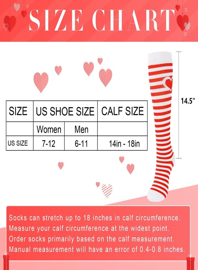 Junely Compression Socks for Women Knee High for Support Nurses Pregnancy Sports Travel Flight Running, Heart Striped, One size - Image 5