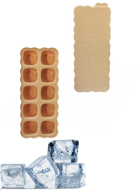 Plastic Ice Mold Premium Ice Cube Moulds Maker 10 Cavity Silicon Ice Tray for Freezer Ice Cube Trays with Lid (Multicolor)