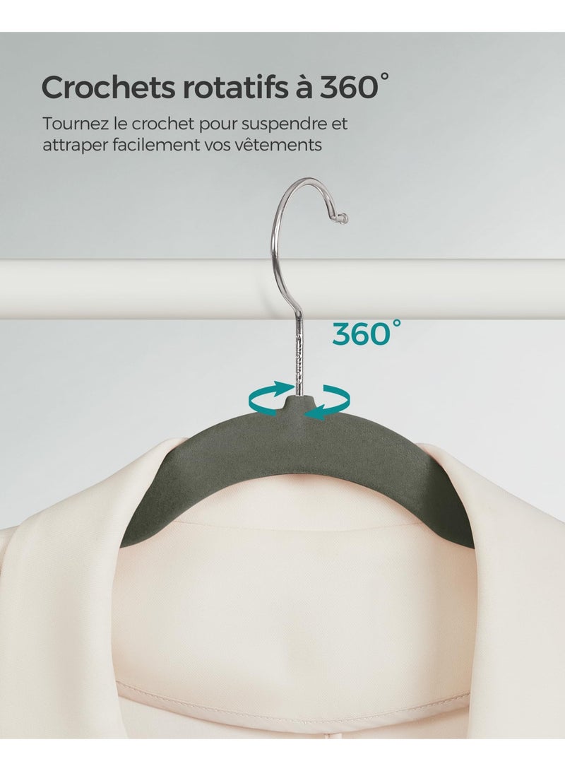 Set of 20 Velvet Hangers, 42 cm Wide, Space-Saving, High Load Capacity, with 360° Swivel Hooks, for Coats Shirts Suits, Grey - Image 2