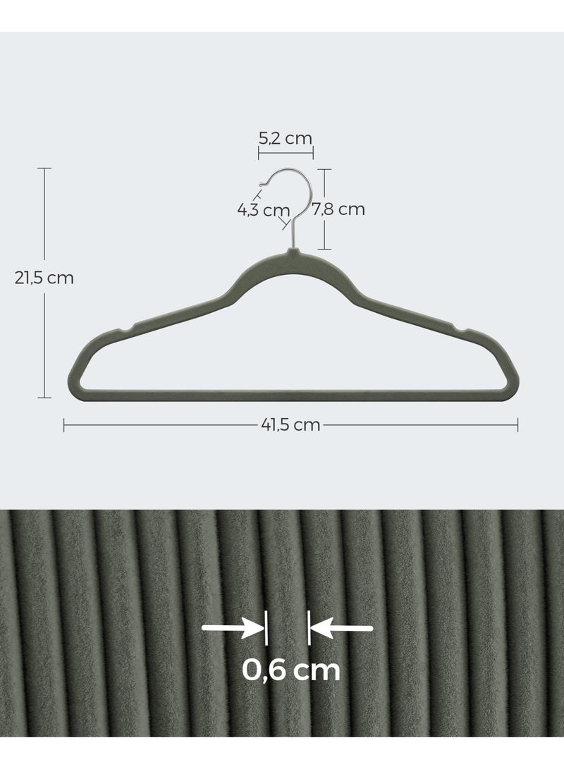 Set of 20 Velvet Hangers, 42 cm Wide, Space-Saving, High Load Capacity, with 360° Swivel Hooks, for Coats Shirts Suits, Grey - Image 4